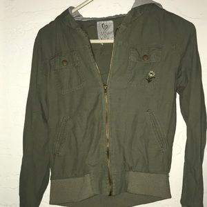 navy green jacket !